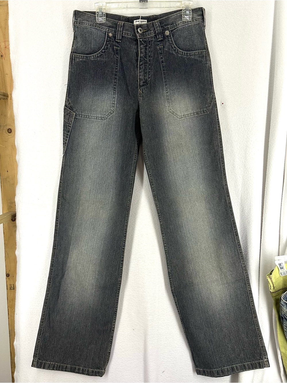Y2K Sharagano Carpenter Jeans Women’s 14 W32 L34 Black Denim
